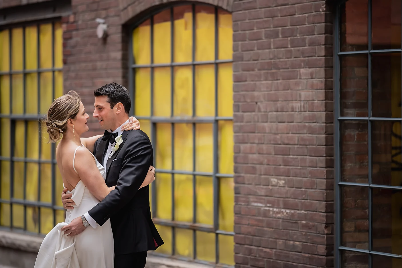 Bride and groom in the alley
