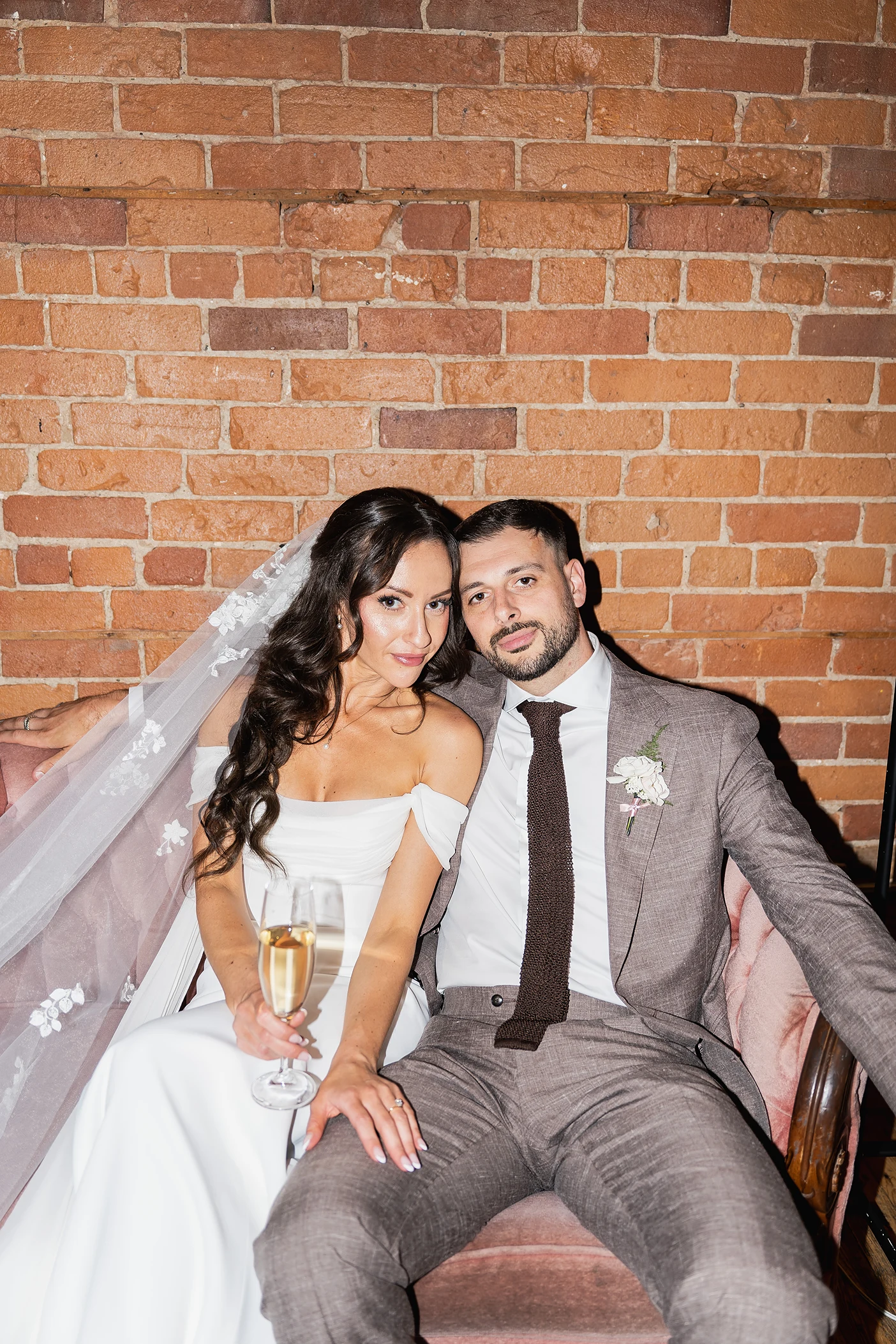 Editorial image of the bride and groom at Gladstone House
