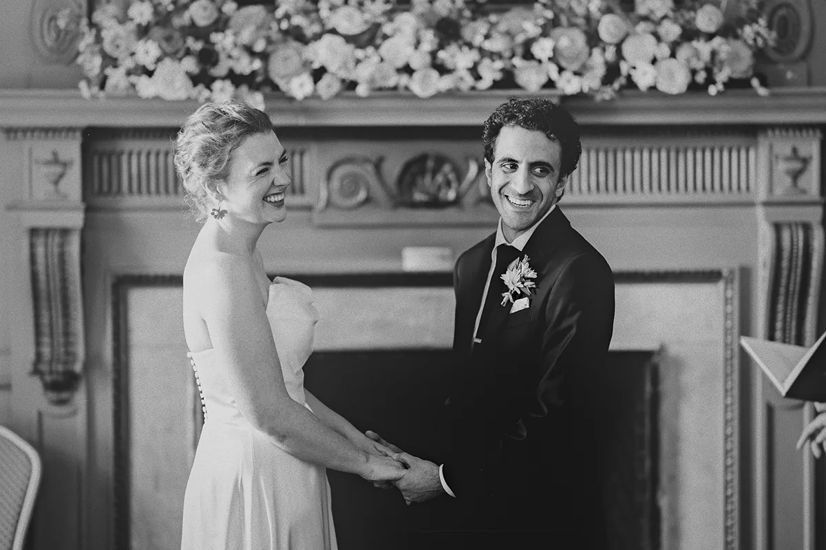 Beth and Mike share a laugh during their ceremony