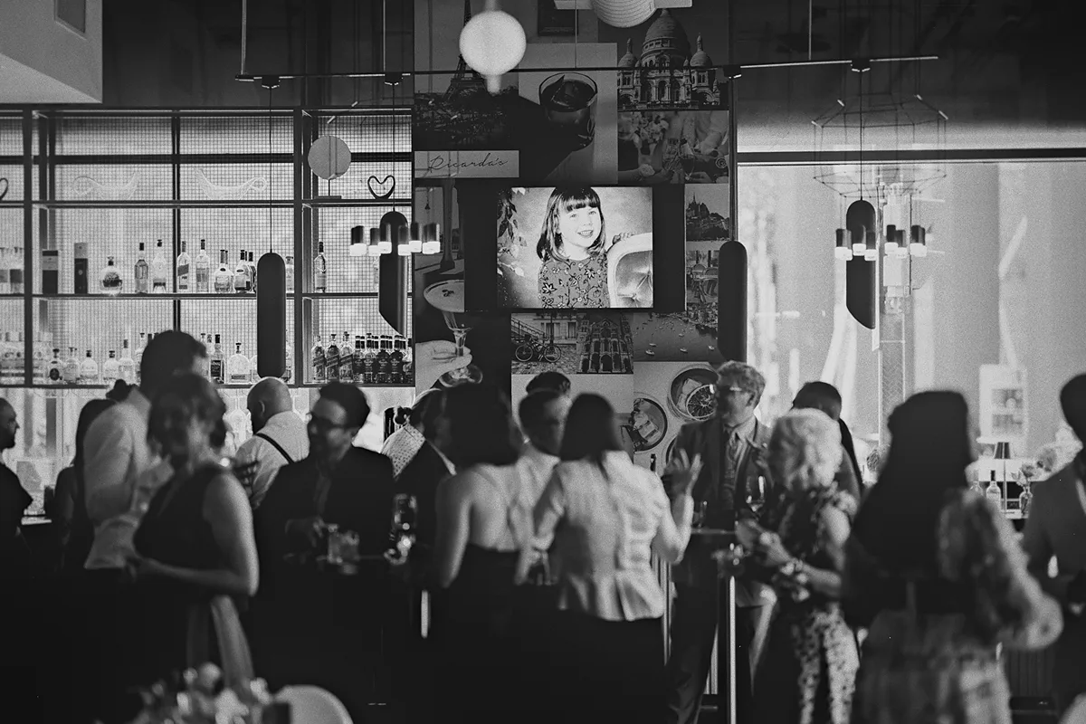 Guests mingle during the cocktail hour