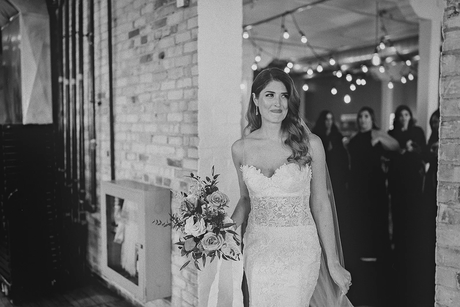 The bride walks towards the groom for their first look