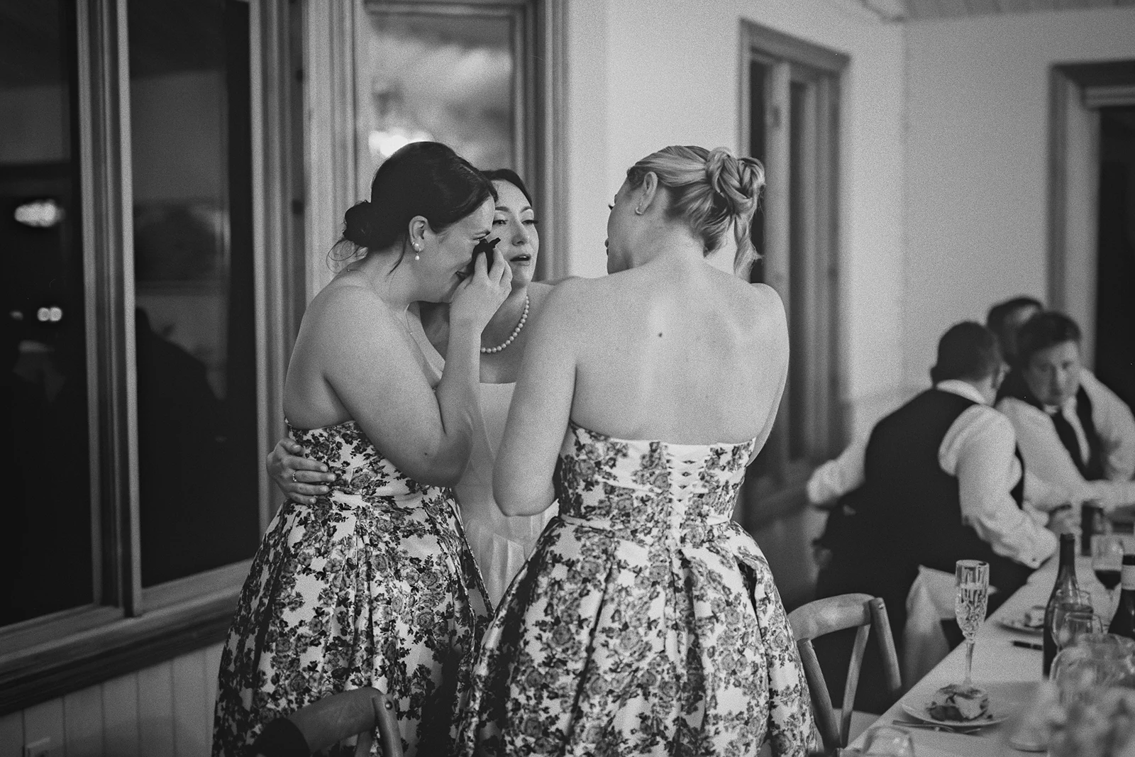 An emotional moment between Hillary and her bridesmaids.