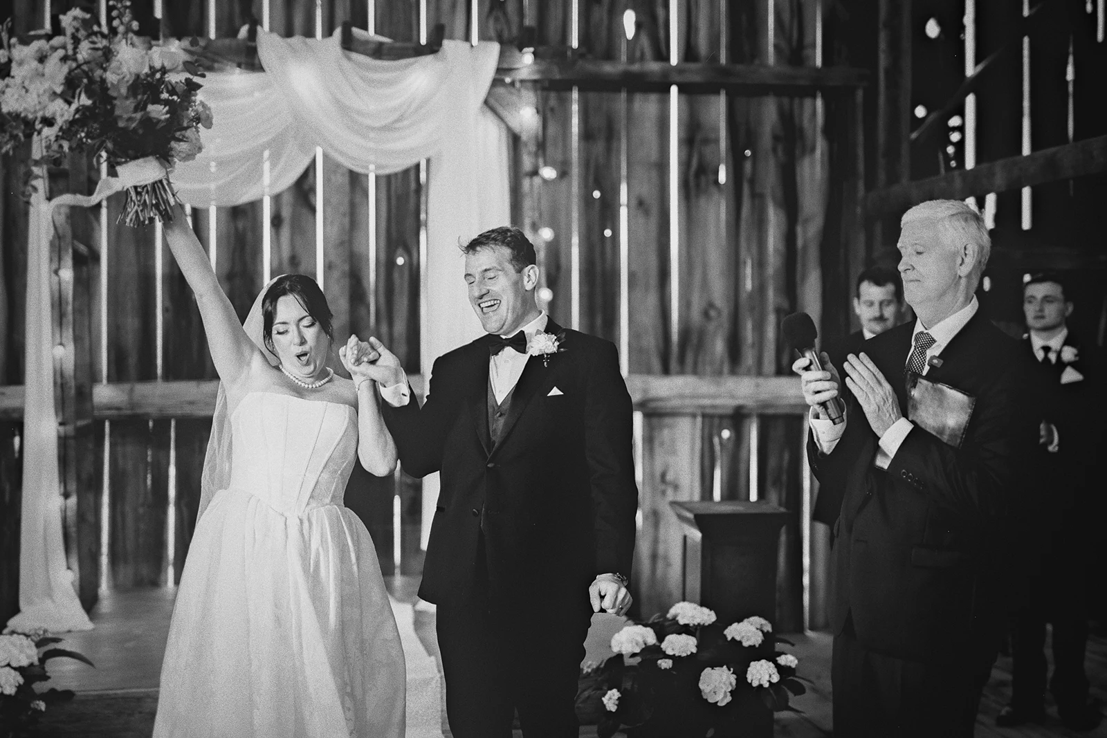 Hillary and Kieran celebrate after being pronounced married.