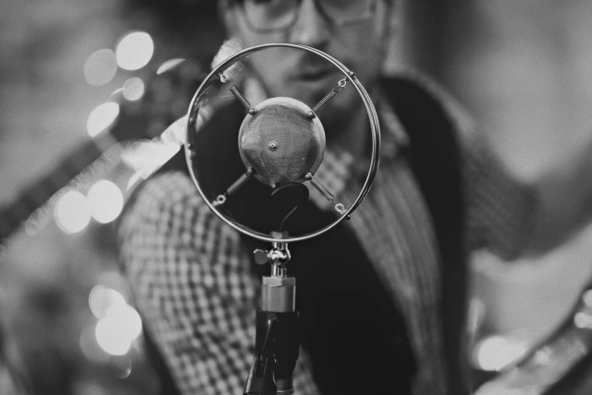 A creative shot focused on the microphone.