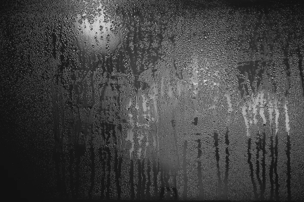 A creative abstract shot of a steamy window.