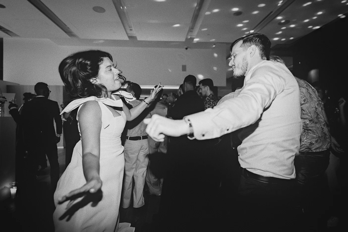 Guests enjoy a dance together at the reception.