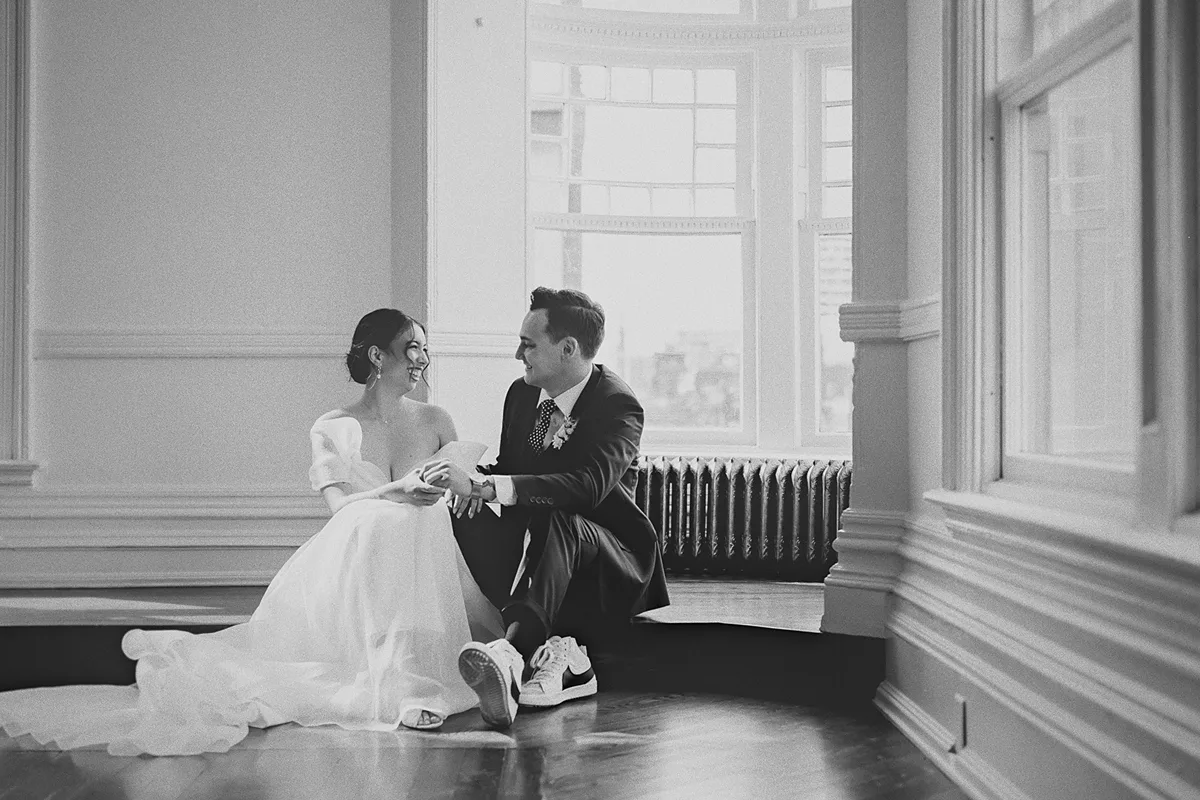 A candid moment between the couple at The Great Hall.