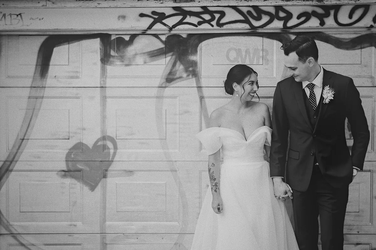 A romantic portrait of the couple.